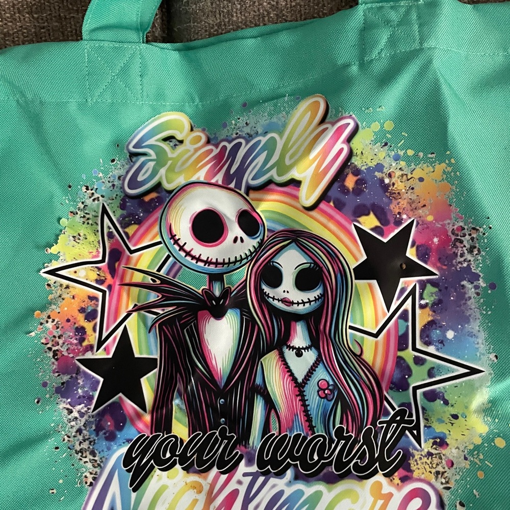 Teal Nightmare Tote Bag - Picture 2 of 4